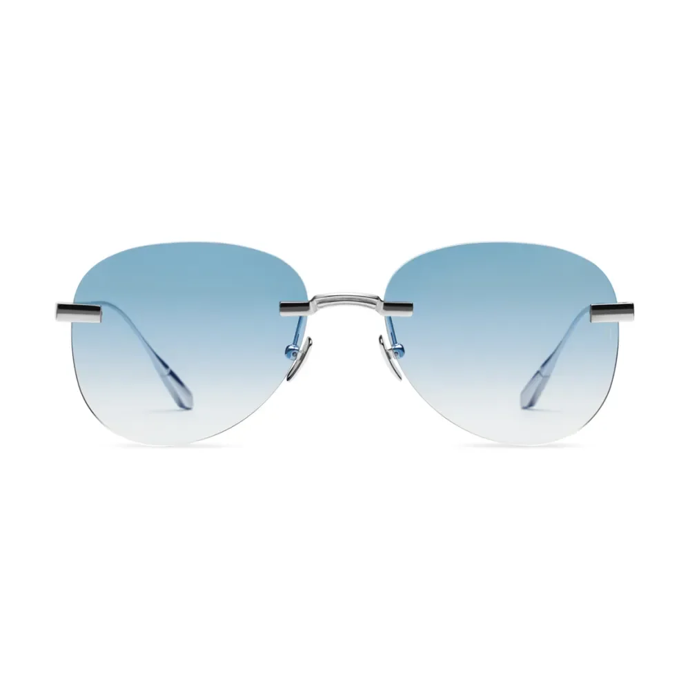 Titanium Silver Frame Blue Lens Sunglasses with Carl Zeiss Vision