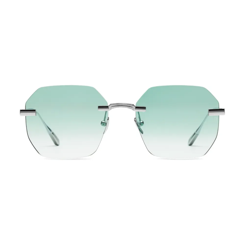 Titanium Silver Frame Green Lens Sunglasses with Carl Zeiss Vision