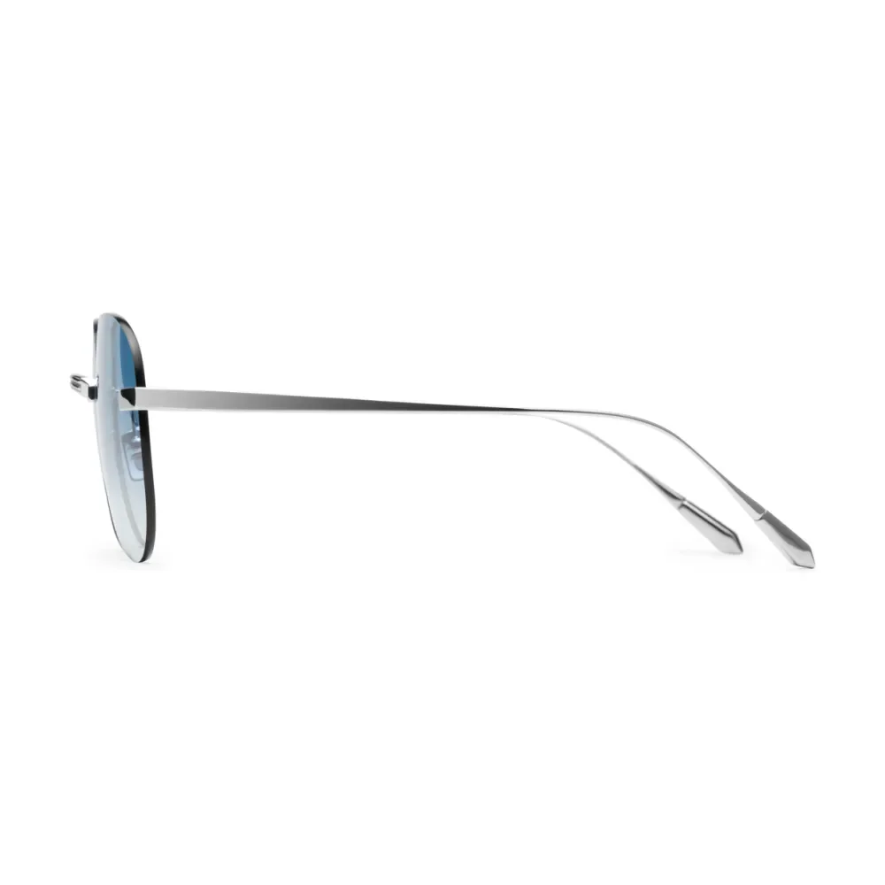 Titanium Silver Frame Blue Lens Sunglasses with Carl Zeiss Vision