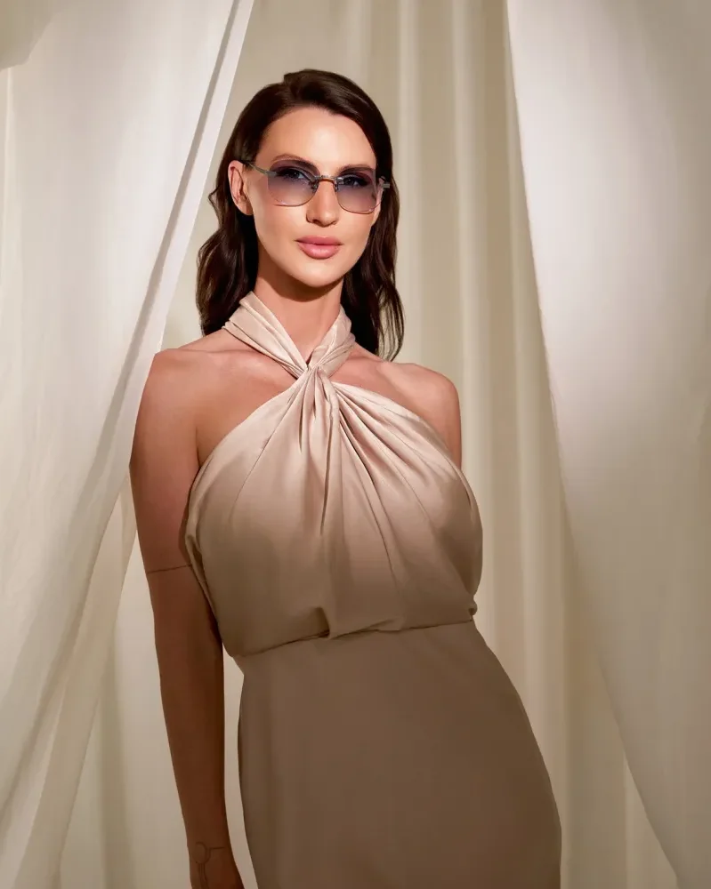 Model wearing KAIROS CRYSTAL · 1004-2 · Eleven Spectacles
