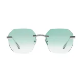 Titanium Silver Frame Green Lens Sunglasses with Carl Zeiss Vision
