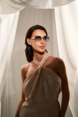 Model wearing PTERON AZURE · 1003-3 · Eleven Spectacles