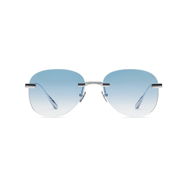 Titanium Silver Frame Blue Lens Sunglasses with Carl Zeiss Vision