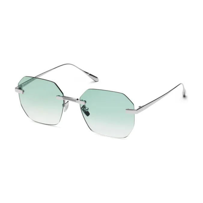 Titanium Silver Frame Green Lens Sunglasses with Carl Zeiss Vision
