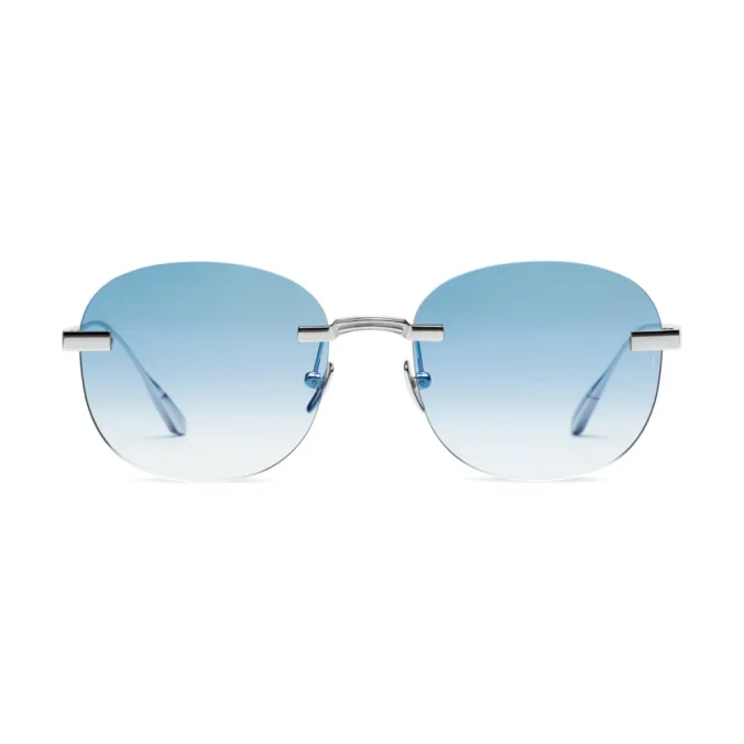 Titanium Silver Frame Blue Lens Sunglasses with Carl Zeiss Vision