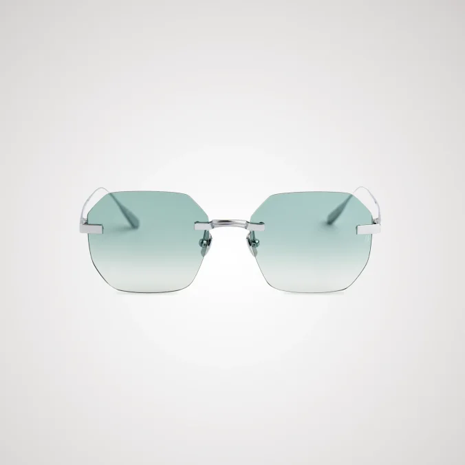 Titanium Silver Frame Green Lens Sunglasses with Carl Zeiss Vision