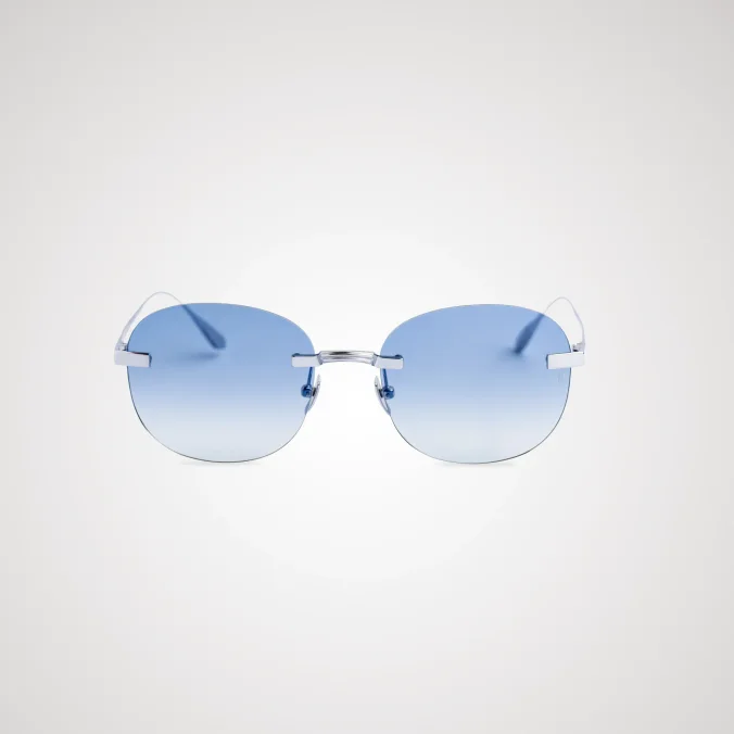 Titanium Silver Frame Blue Lens Sunglasses with Carl Zeiss Vision