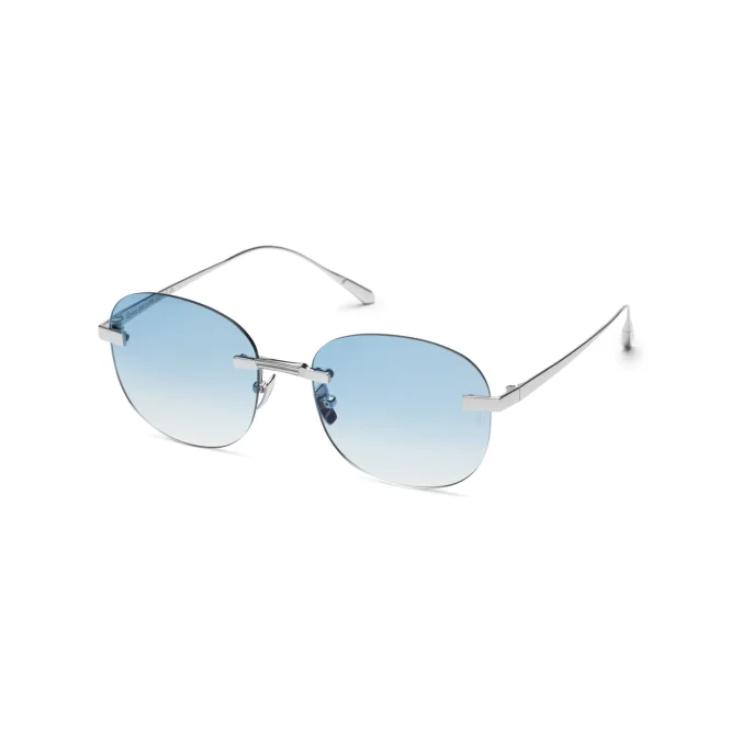 Titanium Silver Frame Blue Lens Sunglasses with Carl Zeiss Vision