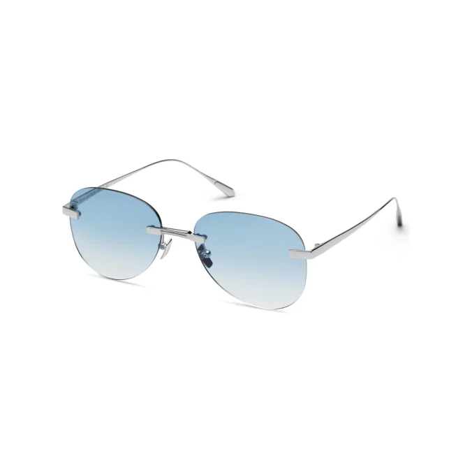 Titanium Silver Frame Blue Lens Sunglasses with Carl Zeiss Vision