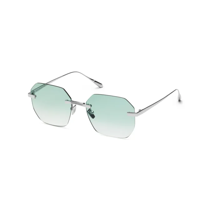 Titanium Silver Frame Green Lens Sunglasses with Carl Zeiss Vision