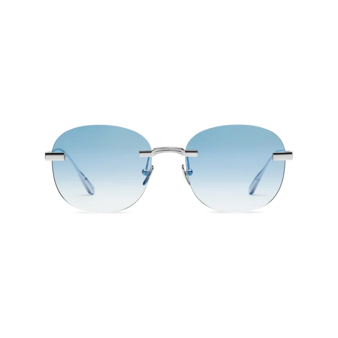 Titanium Silver Frame Blue Lens Sunglasses with Carl Zeiss Vision