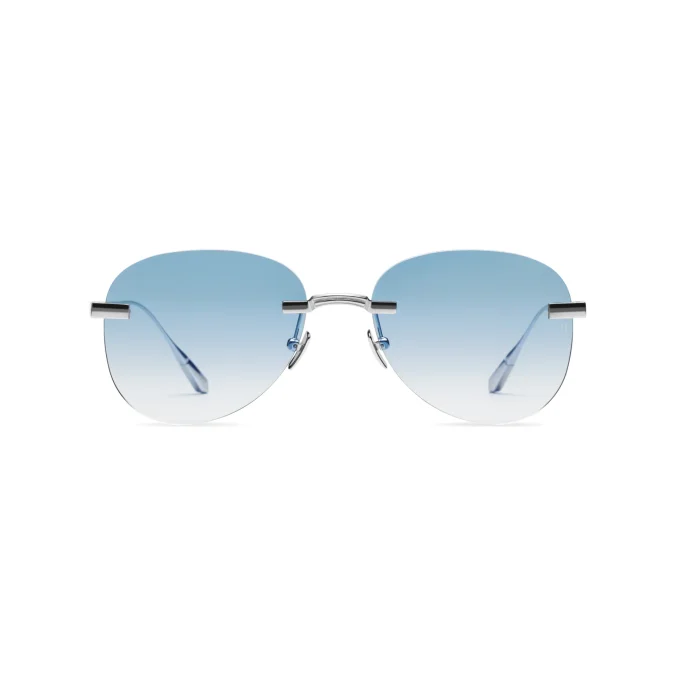 Titanium Silver Frame Blue Lens Sunglasses with Carl Zeiss Vision