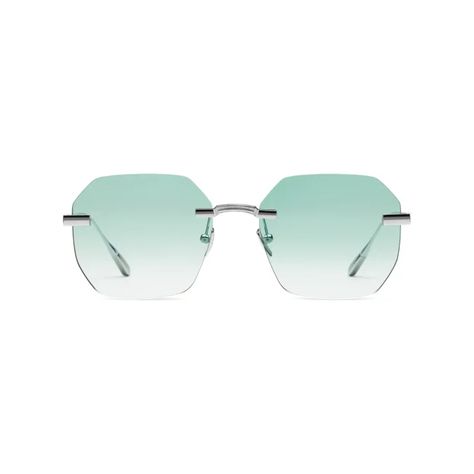 Titanium Silver Frame Green Lens Sunglasses with Carl Zeiss Vision