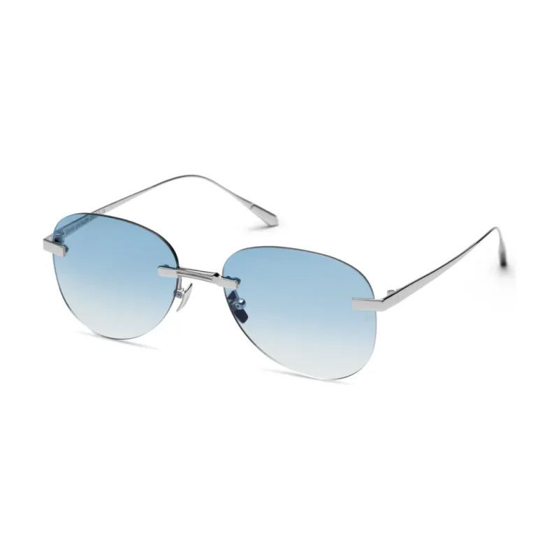 Titanium Silver Frame Blue Lens Sunglasses with Carl Zeiss Vision
