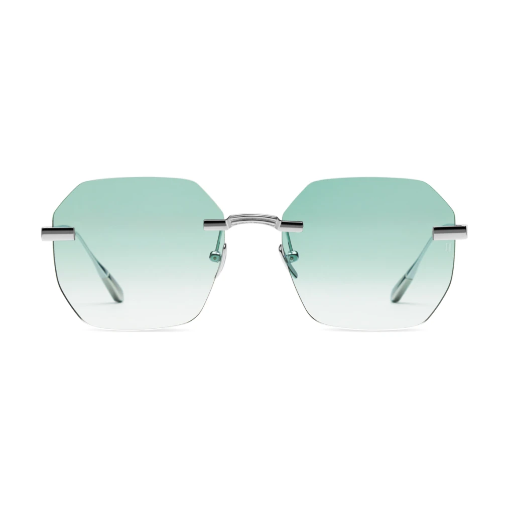 Titanium Silver Frame Green Lens Sunglasses with Carl Zeiss Vision