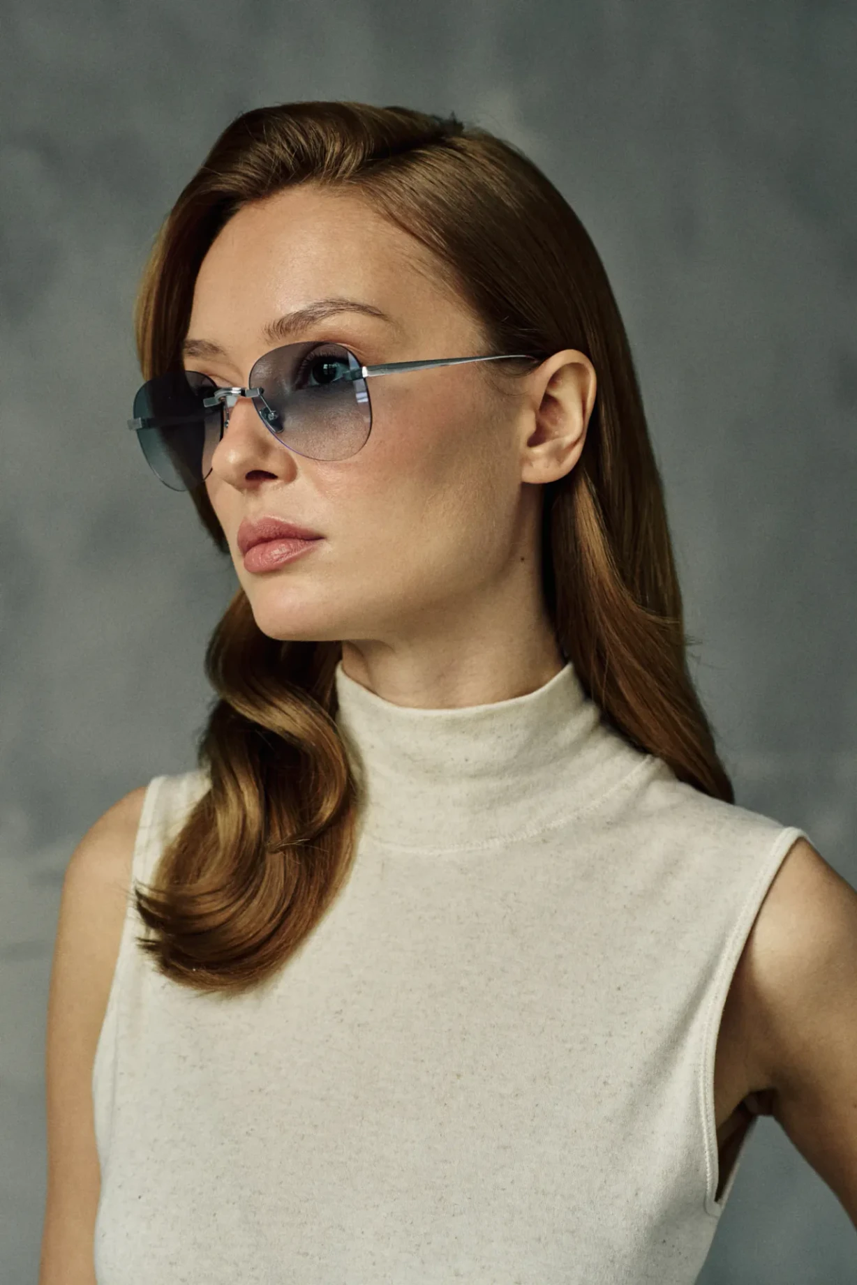 Titanium Silver Frame Blue Lens Sunglasses with Carl Zeiss Vision