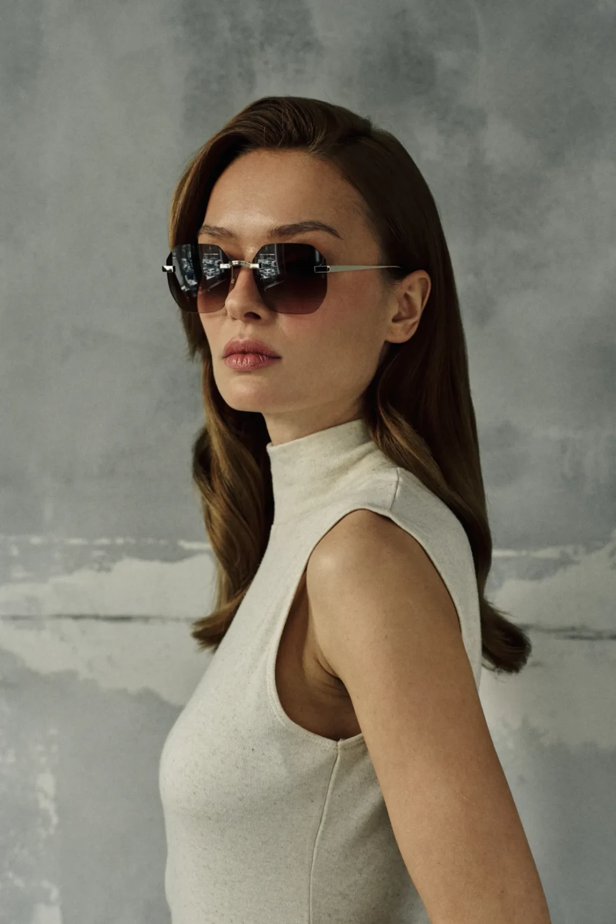 Titanium Gold Frame Brown Lens Sunglasses with Carl Zeiss Vision