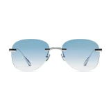 Titanium Silver Frame Blue Lens Sunglasses with Carl Zeiss Vision