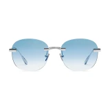Titanium Silver Frame Blue Lens Sunglasses with Carl Zeiss Vision