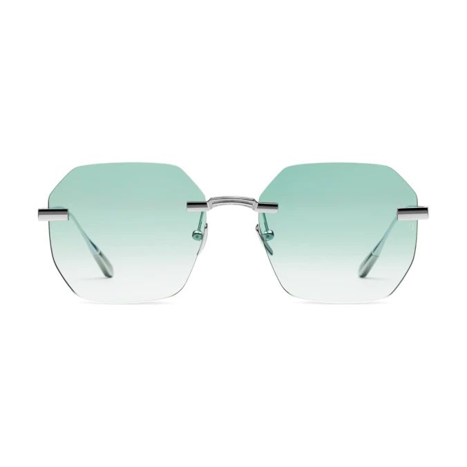 Titanium Silver Frame Green Lens Sunglasses with Carl Zeiss Vision