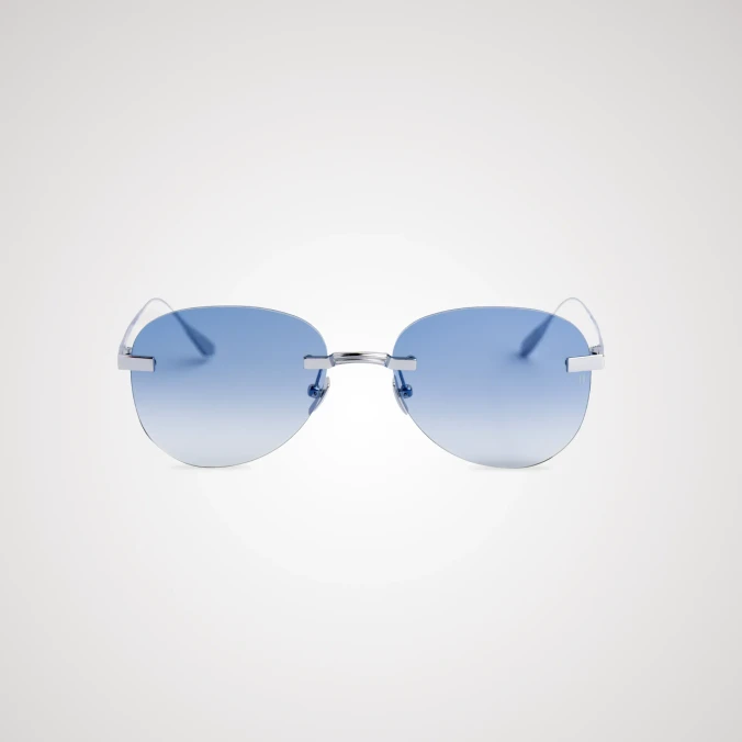 Titanium Silver Frame Blue Lens Sunglasses with Carl Zeiss Vision