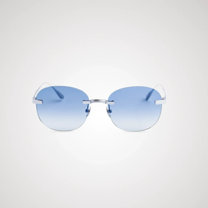 Titanium Silver Frame Blue Lens Sunglasses with Carl Zeiss Vision