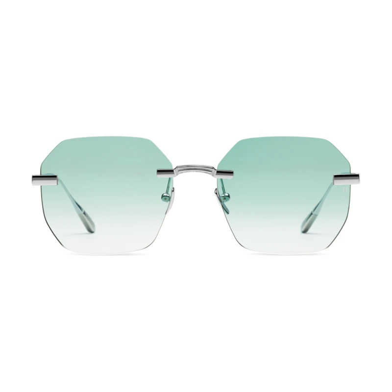 Titanium Silver Frame Green Lens Sunglasses with Carl Zeiss Vision