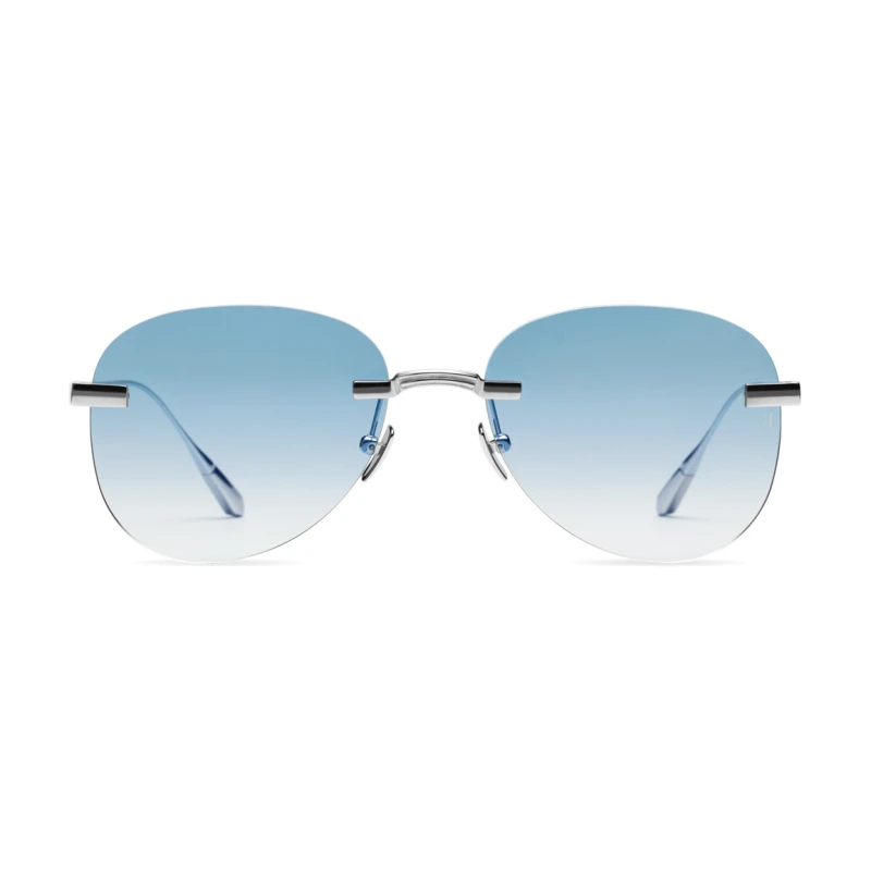 Titanium Silver Frame Blue Lens Sunglasses with Carl Zeiss Vision
