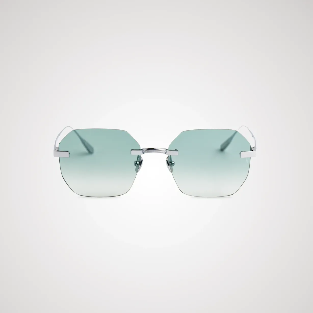 Titanium Silver Frame Green Lens Sunglasses with Carl Zeiss Vision
