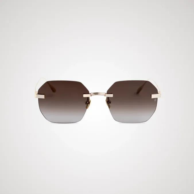 Titanium Gold Frame Brown Lens Sunglasses with Carl Zeiss Vision