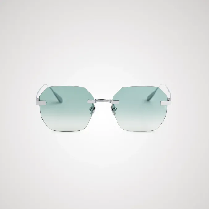 Titanium Silver Frame Green Lens Sunglasses with Carl Zeiss Vision