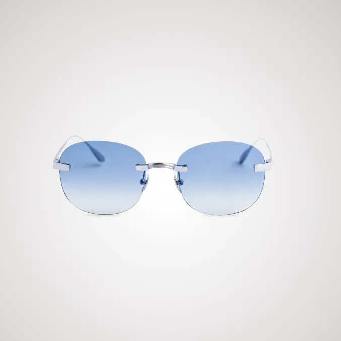 Titanium Silver Frame Blue Lens Sunglasses with Carl Zeiss Vision